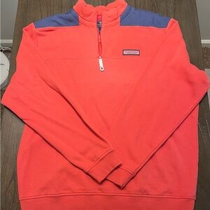 Vineyard Vines Red and Navy Men's Zip-Up Sweater